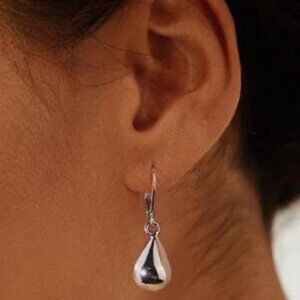 ✨Silver Teardrop Leverback Earrings | Dainty Sterling Silver Plated ✨